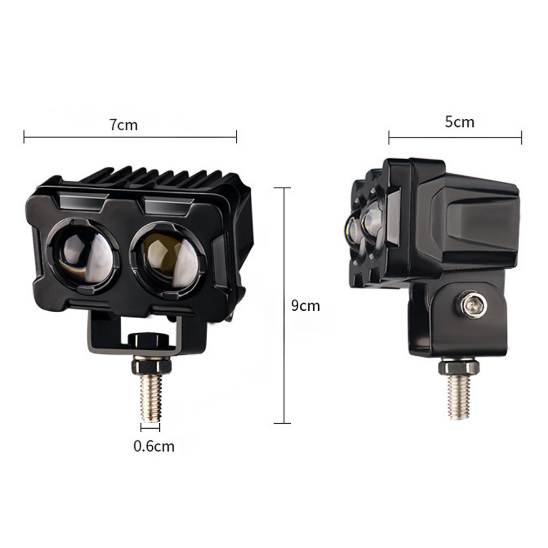 Robot Sis Farı Çift Renk Sarı-Beyaz Araç Motosiklet Off Road Led Lamba Çift Gözlü Projektör 50W Metal Arazi Çalışma Lambası 1 Adet image 1
