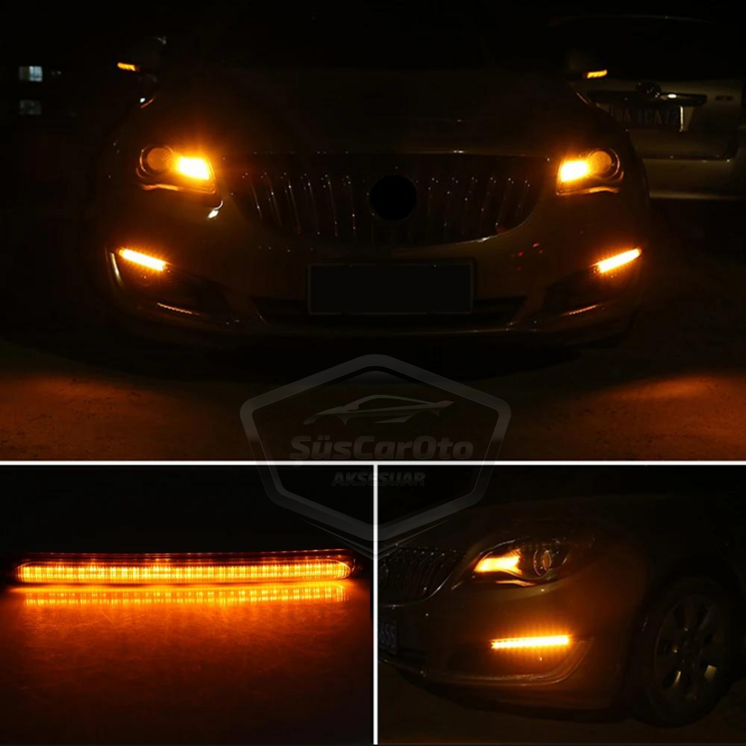 Selamlamalı Kayar Sinyalli Araba Gündüz Farı Esnek Gündüz Ledi DRL Led Lamba Güçlü Işık Açılış Animasyonlu 12V Su Geçirmez Sarı Beyaz 2 Adet 34.5 cm image 7