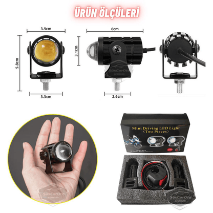 Motosiklet Mini Sis Farı Çift Renk Sarı-Beyaz Aç Kapa Düğmeli Scooter Araç Off Road Led Lamba 8V-80V Projektör Metal Kasa Arazi Çalışma Lambası 2 Adet Set image 3