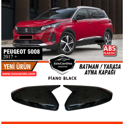 Peugeot 5008 2017 Sonrası Uyumlu Batman Yarasa Ayna Kapağı Piano Black ABS Plastik Sağ Sol Takım image 0