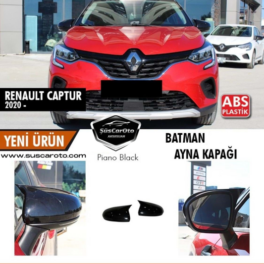 Renault Captur 2020 Sonrası Batman Yarasa Ayna Kapağı Piano Black ABS Plastik image 0