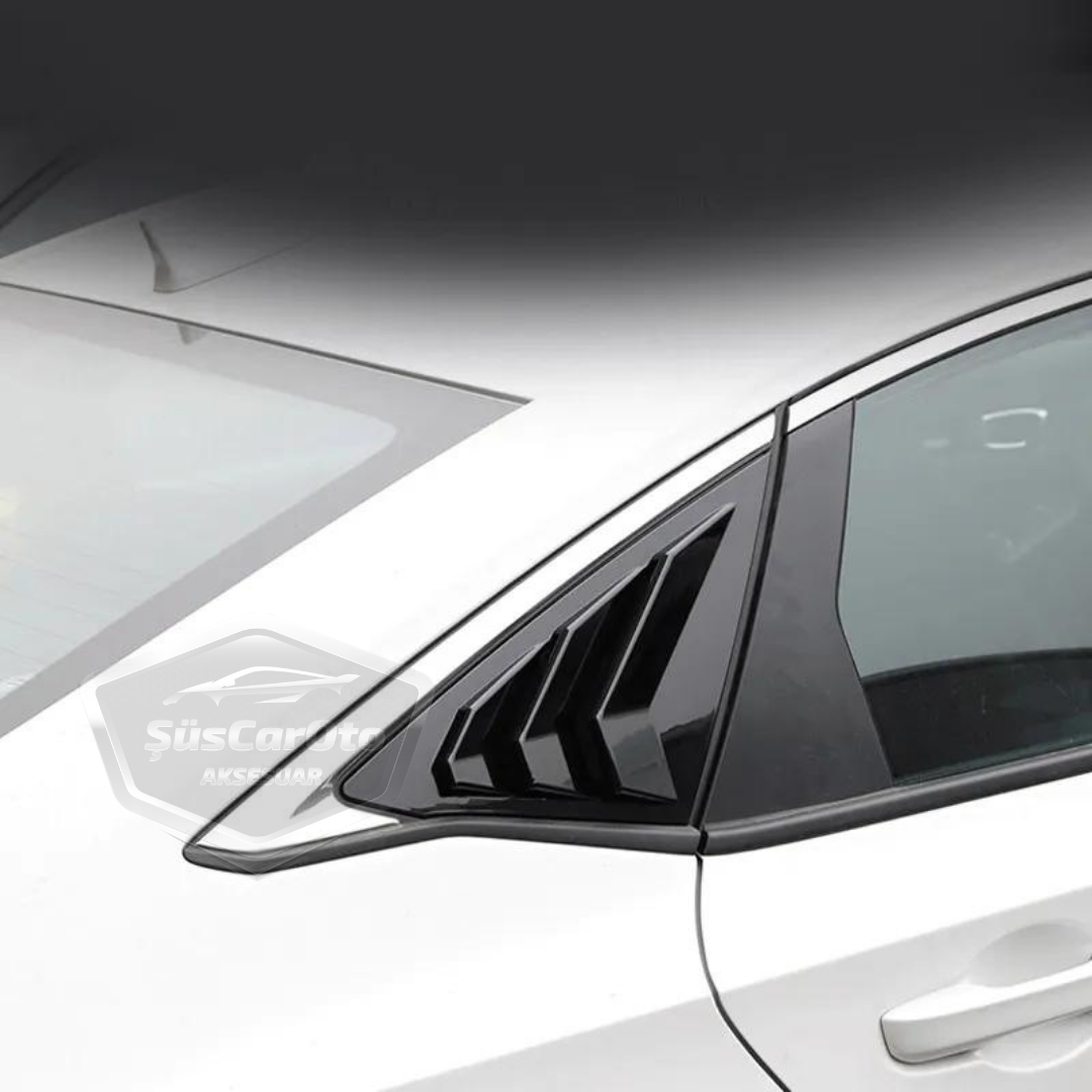 Honda Civic Fe1 2022 Sonrası Uyumlu Kelebek Cam Izgarası Kelebek Cam Vizörü Havalandırma Sağ Sol Takım Parlak Siyah image 5