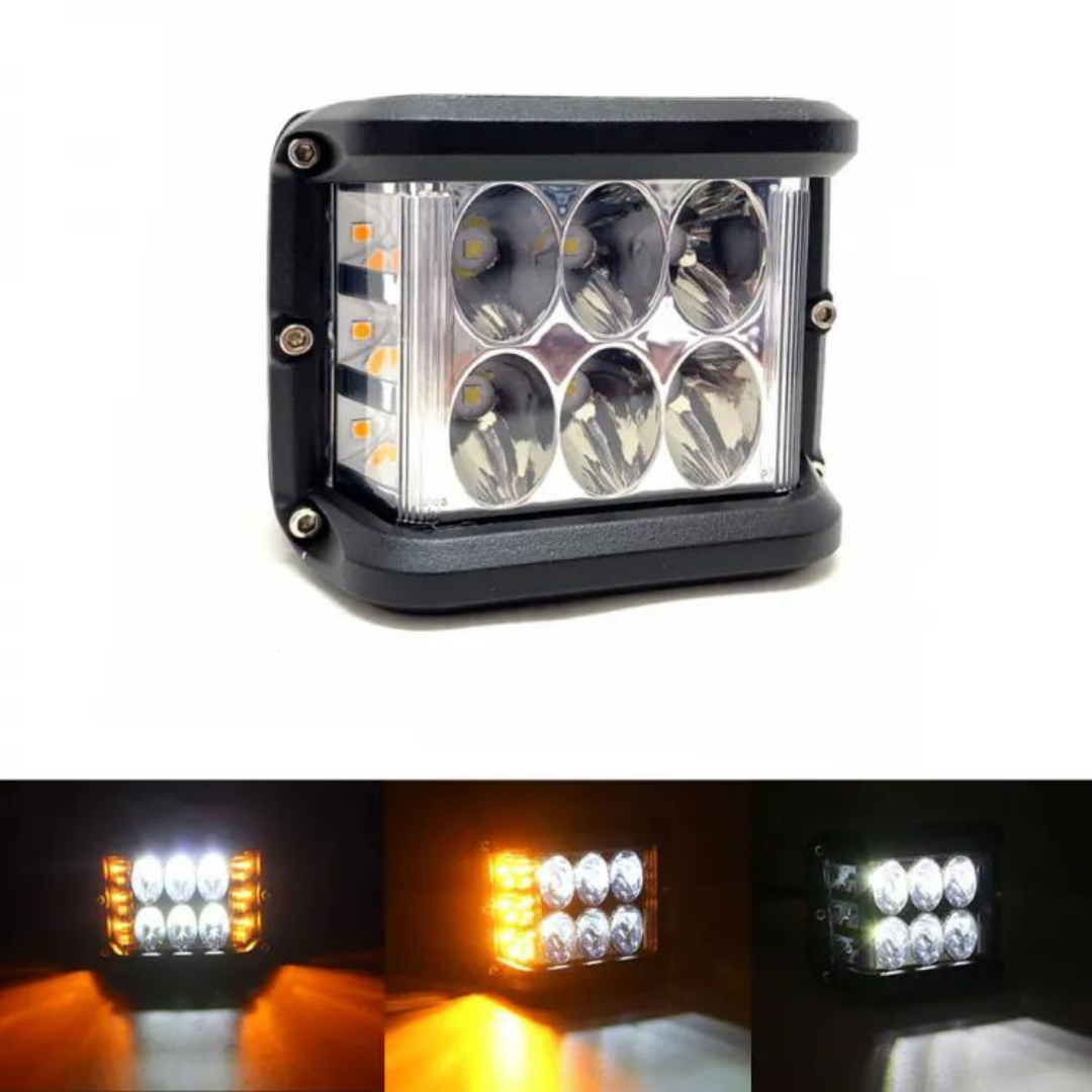 Off Road Led Lamba Delici Yayıcı Beyaz Turuncu Flaşlı Kare Sis Farı Projektör 45W 12 Led Metal Arazi Çalışma Lambası 1 Adet image 6
