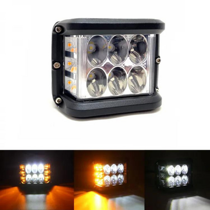 Off Road Led Lamba Delici Yayıcı Beyaz Turuncu Flaşlı Kare Sis Farı Projektör 45W 12 Led Metal Arazi Çalışma Lambası 1 Adet image 6