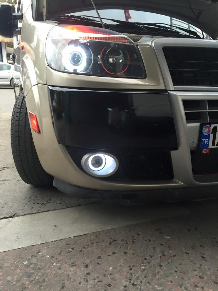 Üniversal Mercekli Angel Sis Farı Metal Su Geçirmez 76 mm Beyaz Halkalı Angel Eyes image 2
