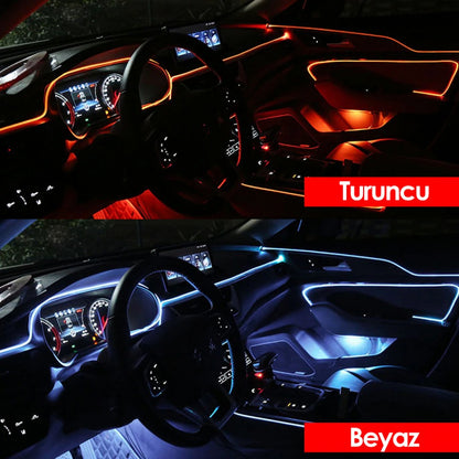Araç Araba İçi Torpido Ledi Renkli İp Neon İp Led 2 Metre image 3