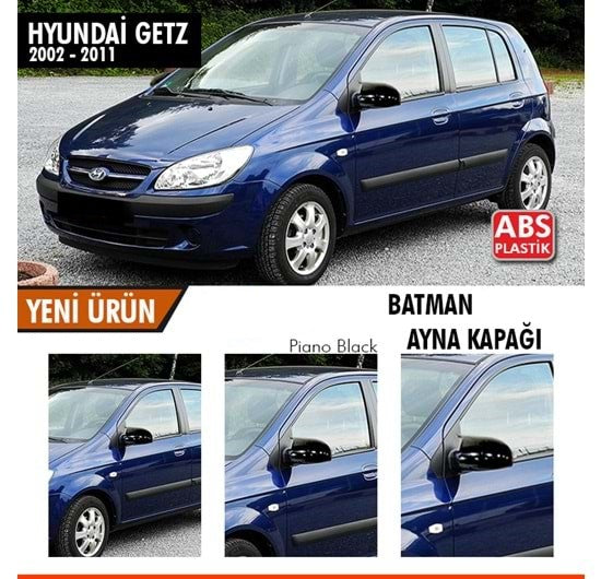 Hyundai Getz 2002-2011 Batman Yarasa Ayna Kapağı Piano Black ABS Plastik image 0