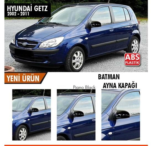 Hyundai Getz 2002-2011 Batman Yarasa Ayna Kapağı Piano Black ABS Plastik image 0