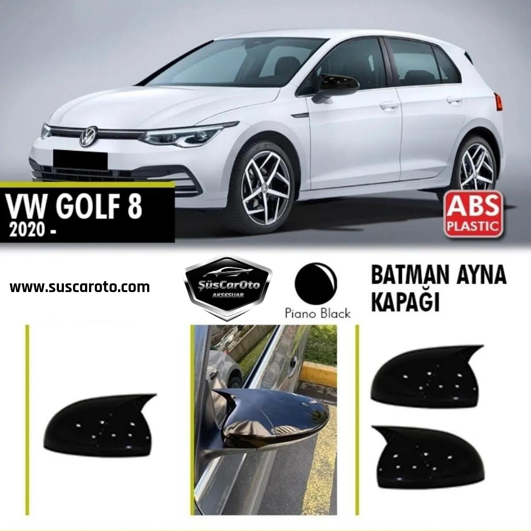 Vw Golf 8 2019 Sonrası Uyumlu Batman Yarasa Ayna Kapağı Piano Black ABS Plastik image 0