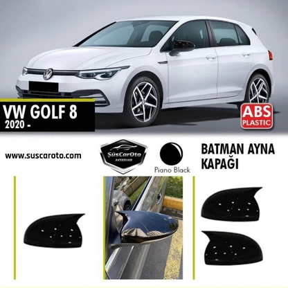 Vw Golf 8 2019 Sonrası Uyumlu Batman Yarasa Ayna Kapağı Piano Black ABS Plastik image 0