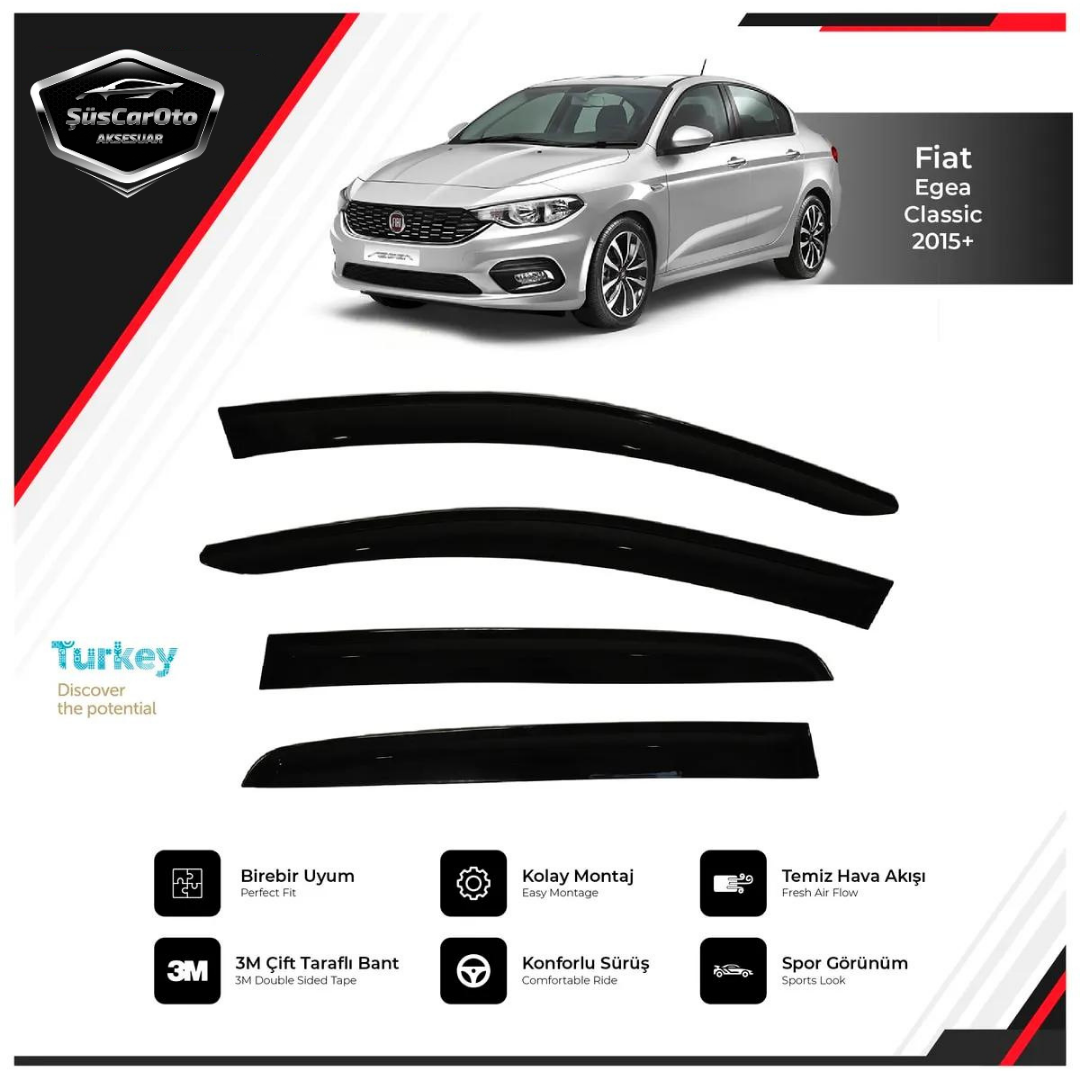 Fiat Egea Hb-Sedan 2015 Sonrası Mugen Cam Rüzgarlığı Seti 4'lü İthal image 3