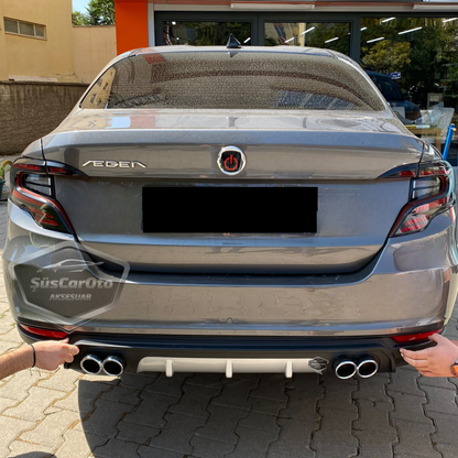 Fiat Egea Sedan 2015 Sonrası Araca Özel Siyah Arka Difüzör 4 Krom Egzoz Çıkışlı Arka Tampon Eki İthal 1.Sınıf image 8