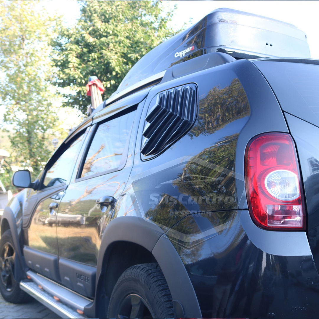 Dacia Duster 2010-2017 Uyumlu Kelebek Cam Izgarası Kelebek Cam Vizörü Havalandırma Sağ Sol Takım Parlak Siyah image 2