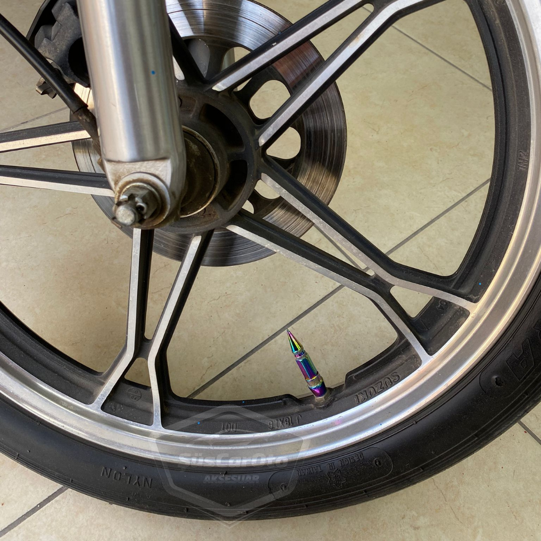 Sivri Sibop Kapağı Mermi Sibop Kapağı Araba Motosiklet Bisiklet Metal Bukalemun Renkli 4 lü Set image 8