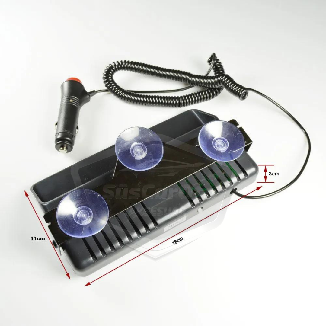 S6 Cam İçi Vantuzlu Ambulans İtfaiye Çakar Lamba İkaz Lambası 6 Ledli 12 Farklı Mod Sarı Çakmaklık Girişli image 7