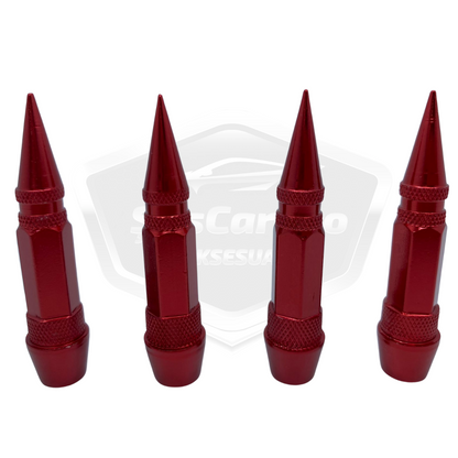 Sivri Sibop Kapağı Mermi Sibop Kapağı Araba Motosiklet Bisiklet Metal 4 lü Set Kırmızı image 0