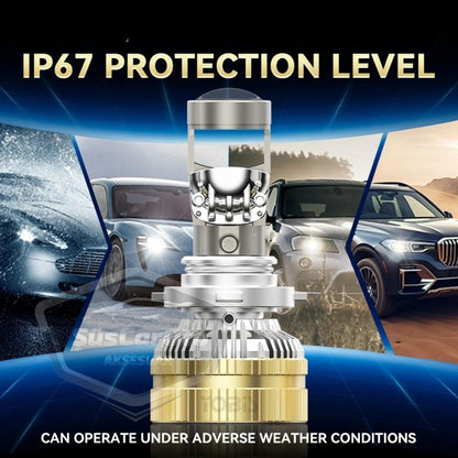 H7 Lazer Mercekli Far Ampulü Ufuk Çizgili Otomobil Araç Motosiklet Uyumlu Profesyonel Mini Projektör LED Beyaz Led Xenon Lamba 8200LM Şimşek Etkili Uzun Kısa 2 Adet 12/36v 55W image 5