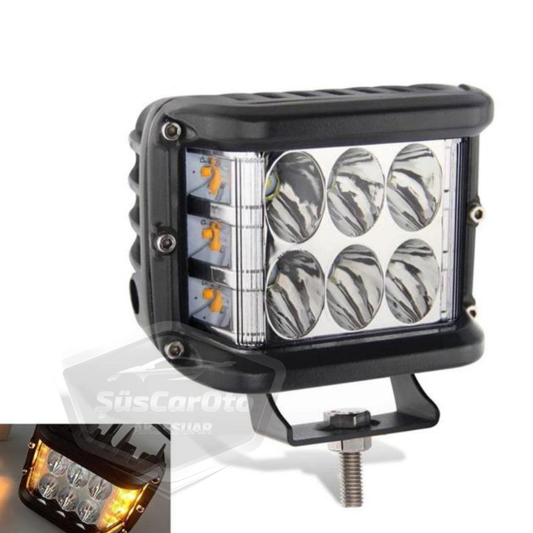 Off Road Led Lamba Delici Yayıcı Beyaz Turuncu Flaşlı Kare Sis Farı Projektör 45W 12 Led Metal Arazi Çalışma Lambası 1 Adet image 3
