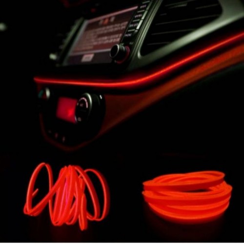 Araç Araba İçi Torpido Ledi Renkli İp Neon İp Led 2 Metre Kırmızı image 1