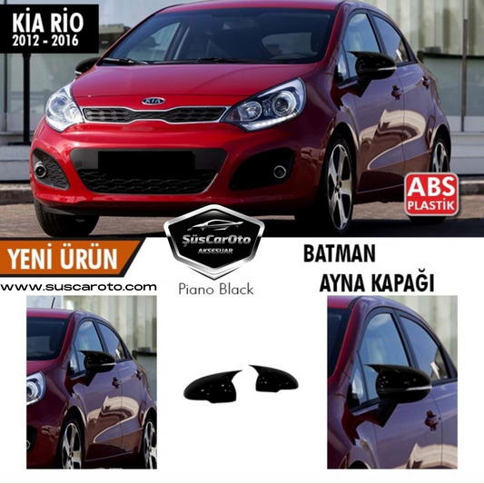 Kia Rio Sinyalli 2012-2016 Batman Yarasa Ayna Kapağı Piano Black ABS Plastik image 0