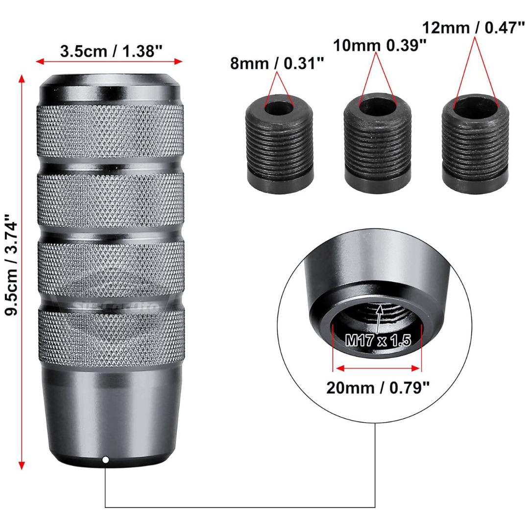 Üniversal 9.5 cm JDM Metal Spor Görünümlü Vites Topuzu Aparatlı Alüminyum Alaşım Otomatik-Manuel Yarış Vites Kolu Titanyum Gri image 2