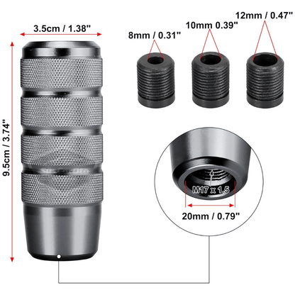 Üniversal 9.5 cm JDM Metal Spor Görünümlü Vites Topuzu Aparatlı Alüminyum Alaşım Otomatik-Manuel Yarış Vites Kolu Titanyum Gri image 2