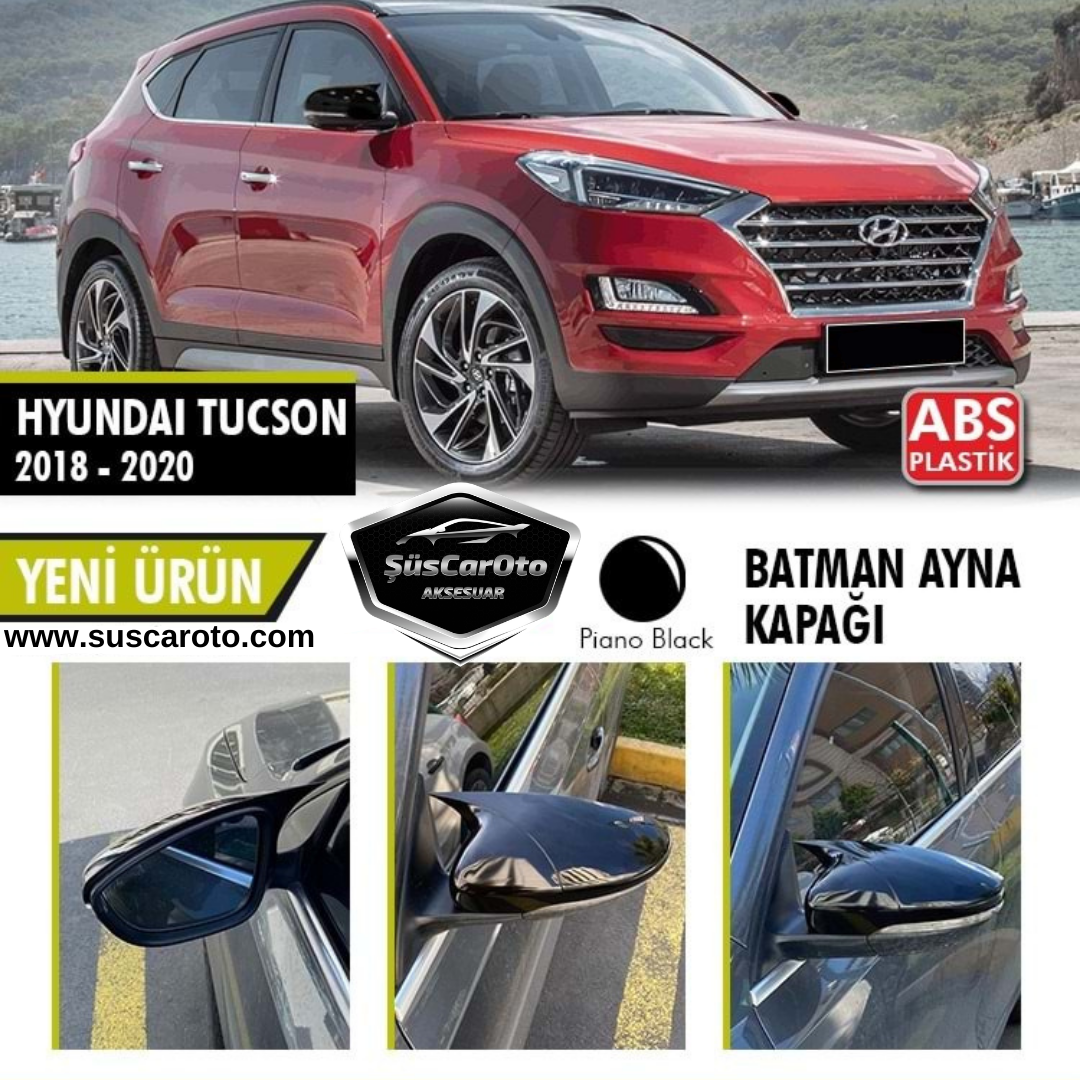 Hyundai Tucson 2018-2020 Uyumlu Batman Yarasa Ayna Kapağı Piano Black ABS Plastik image 0