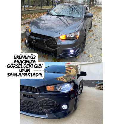 Mitsubishi Lancer 2007-2014 Uyumlu Üniversal Mercekli Angel Sis Farı Metal Su Geçirmez 76 mm Mavi Halkalı Gündüz Farı Angel Eyes 2 Adet image 3