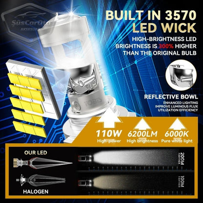 H7 Lazer Mercekli Far Ampulü Ufuk Çizgili Otomobil Araç Motosiklet Uyumlu Profesyonel Mini Projektör LED Beyaz Led Xenon Lamba 8200LM Şimşek Etkili Uzun Kısa 2 Adet 12/36v 55W image 7