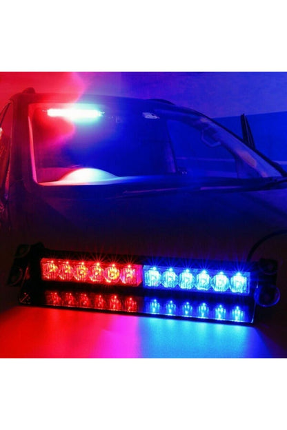 S12 Cam İçi Vantuzlu Polis Çakar 12 Ledli Kırmızı Mavi Çakmaklık Girişli image 2