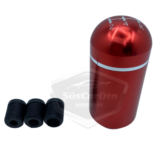 Üniversal Metal Spor Görünümlü Vites Topuzu Aparatlı Büyük Tip Manuel Yarış Vites Kolu Kırmızı image 0