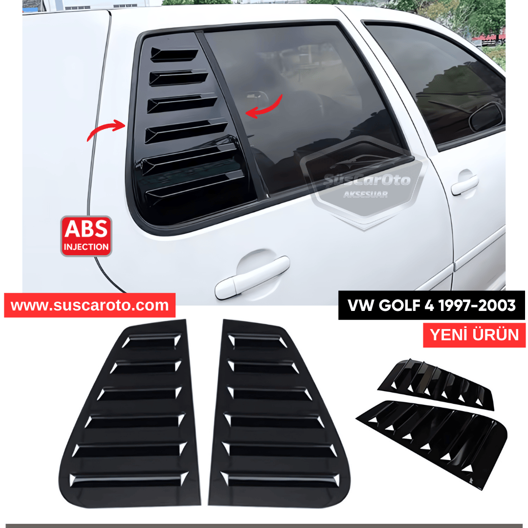 Vw Golf 4 1997-2003 Uyumlu Kelebek Cam Izgarası Kelebek Cam Vizörü Havalandırma Sağ Sol Takım Parlak Siyah image 0