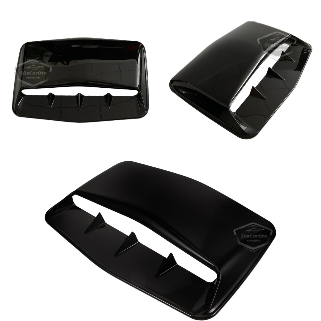 Üniversal Her Araca Uyumlu Geniş Midi Boy Kaput Üstü Havalandırma Izgarası Tavan Vent Air Scoop İthal Shark Tip 42 x 25 cm image 1