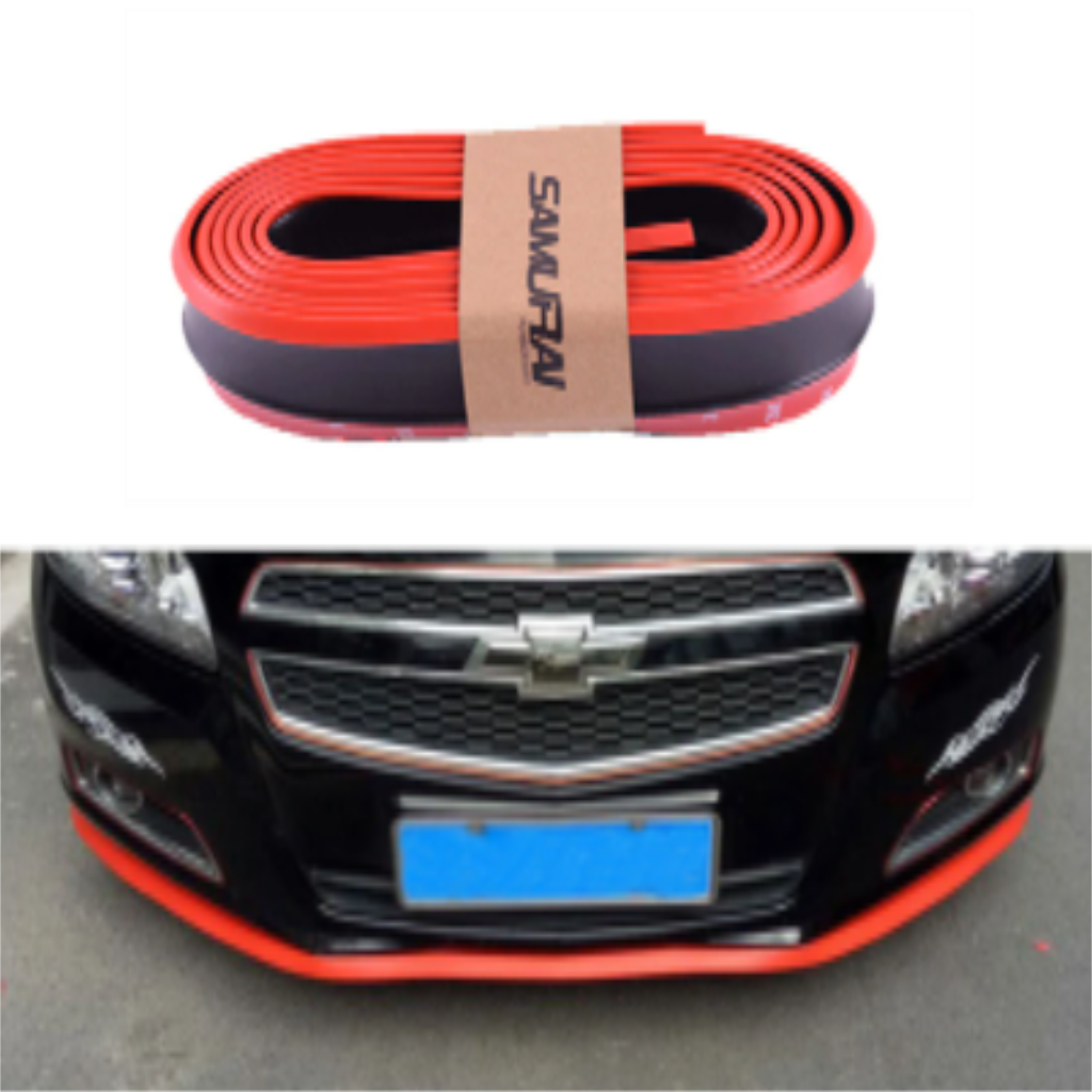 SAMURAİ Renkli Ez Lip Ön Lip Esnek Yumuşak 3M Yapışkanlı Ek 2.5 m Kırmızı Siyah image 0