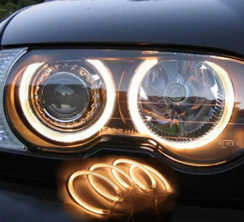 BMW E46 318 320 325 330 CCFL Angel Eyes Sarı Encıl Seti Far Halkası image 0