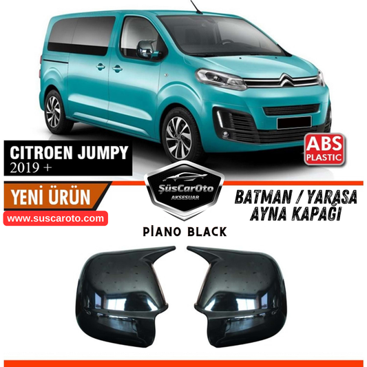 Citroen Jumpy 2019 Sonrası Uyumlu Batman Yarasa Ayna Kapağı Piano Black ABS Plastik Sağ Sol Takım image 0