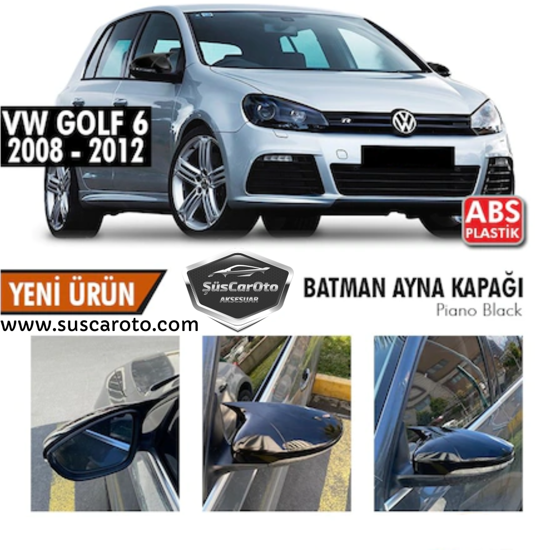 Vw Golf 6 2008-2012 Batman Yarasa Ayna Kapağı Piano Black ABS Plastik image 0