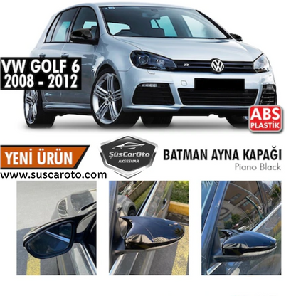 Vw Golf 6 2008-2012 Batman Yarasa Ayna Kapağı Piano Black ABS Plastik image 0