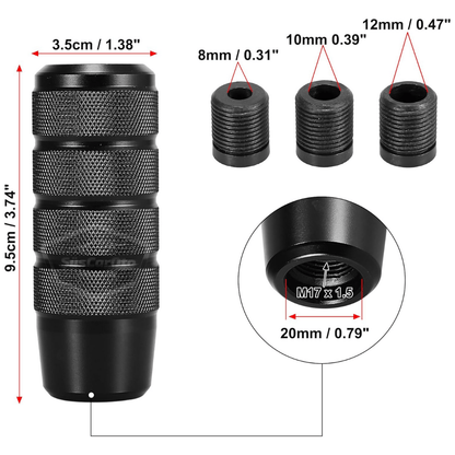 Üniversal 9.5 cm JDM Metal Spor Görünümlü Vites Topuzu Aparatlı Alüminyum Alaşım Otomatik-Manuel Yarış Vites Kolu Siyah image 1
