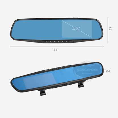 Ön ve Arka Kameralı Dikiz Aynası Geri Görüş Kameralı 4.3" 1080P Full HD Kayıt Çarpışma Algılayıcı Sensörlü Gece Görüşlü Park Sensörü Sesli Yol Kayıt image 4