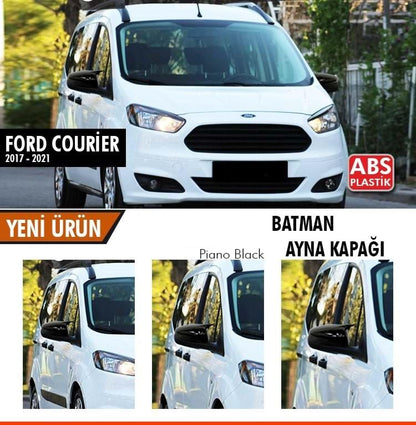 Ford Courier 2018-2021 Batman Yarasa Ayna Kapağı Piano Black ABS Plastik image 1