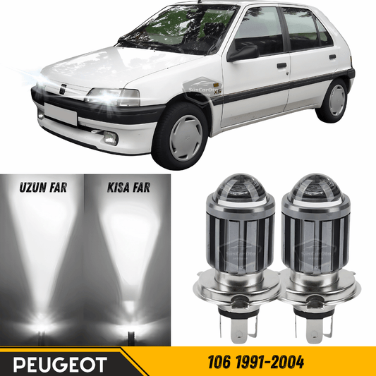 Peugeot 106 1991-2004 Uyumlu Mercekli Far Ampulü Led Xenon Beyaz Renk Far Şimşek Etkili CSP Led Lamba Uzun Kısa 2 Adet Takım image 0