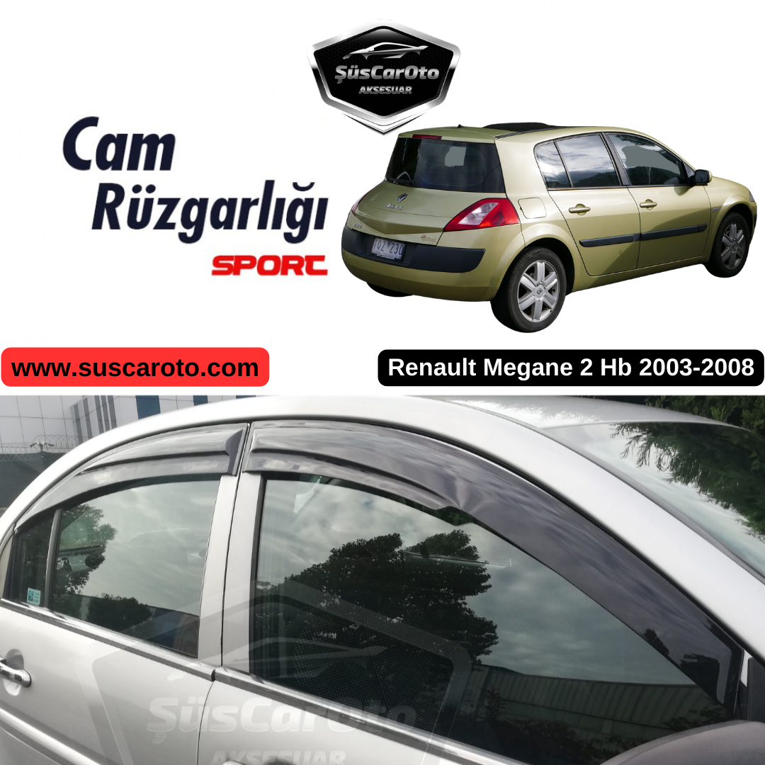 Renault Megane 2 Hb 2003-2008 Uyumlu Mugen Cam Rüzgarlığı Seti Piano Black 4'lü İthal image 0