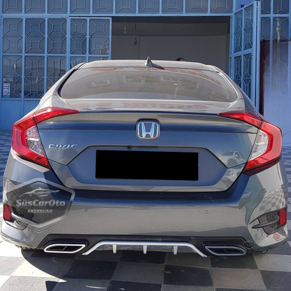 Honda Civic FC5 2016-2021 Araca Özel Siyah Gri Arka Difüzör Tırnaklı Çift Kare Egzoz Çıkışlı Arka Tampon Eki İthal 1.Sınıf image 1