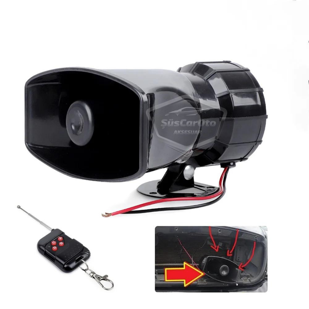 Her Araca Uyumlu Üniversal Uzaktan Kumandalı Siren 8 Farklı Siren Sesi Korna Güçlü Polis Sireni 12V 100W image 4