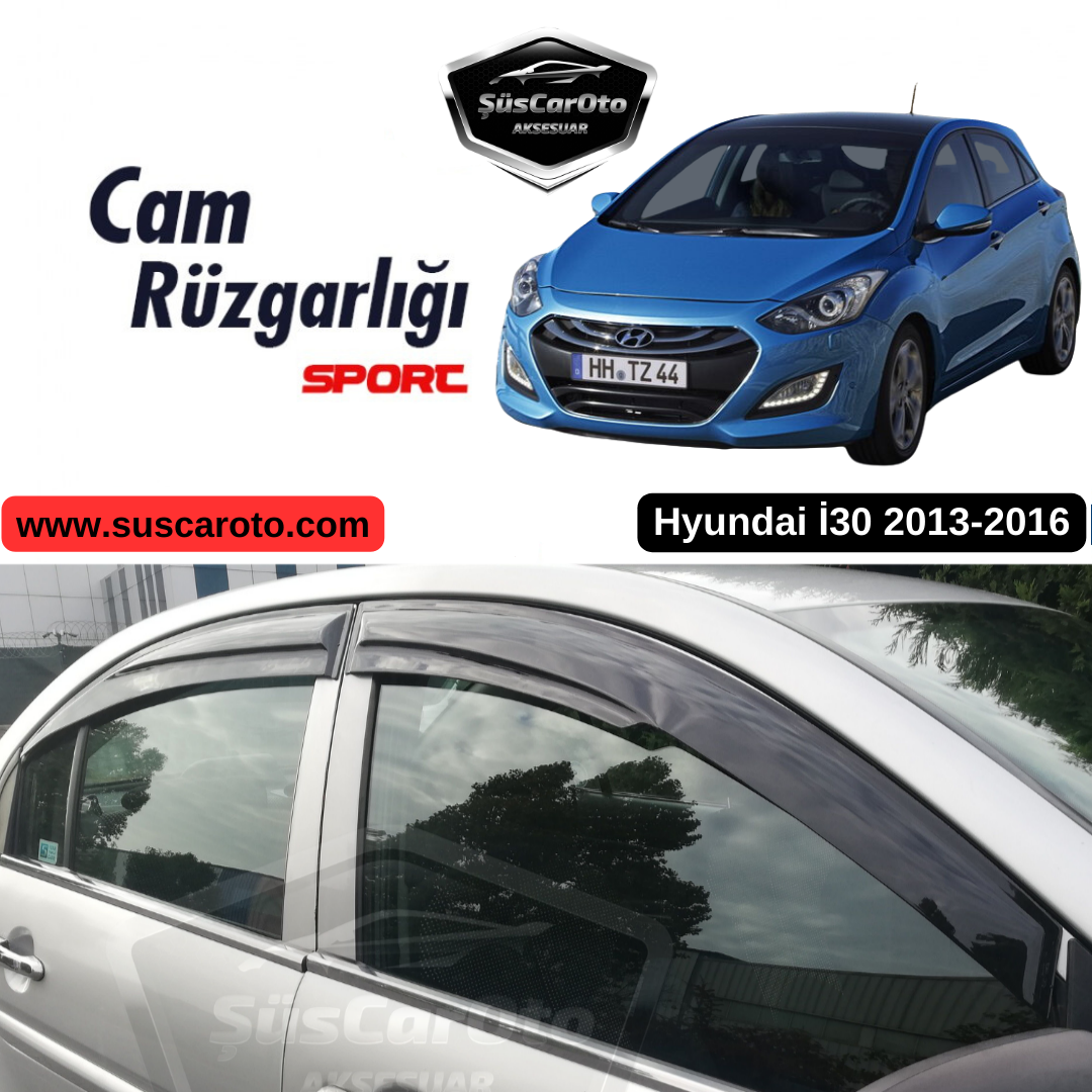 Hyundai İ30 2013-2016 Uyumlu Mugen Cam Rüzgarlığı Seti Piano Black 4'lü İthal image 0