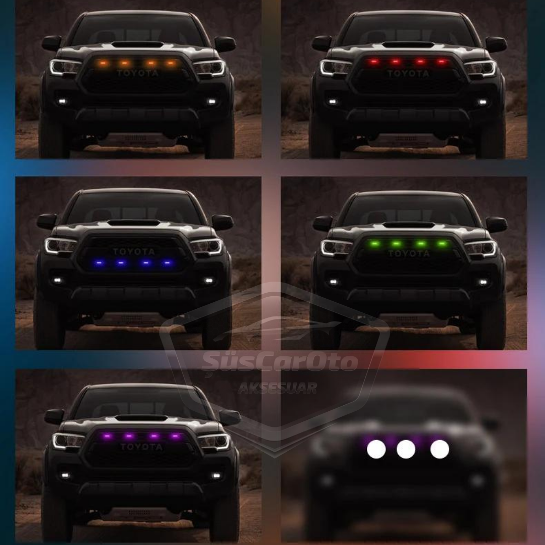Üniversal Oto RGB Ön Panjur Ledi App Kontrollü Araç Ön Izgara Aydınlatma Off Road Suv Dekoratif Panjur Lambası 4'lü 12V image 3