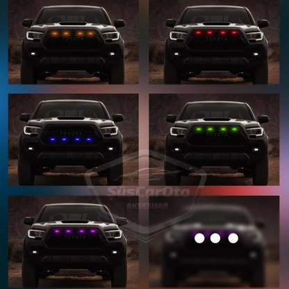 Üniversal Oto RGB Ön Panjur Ledi App Kontrollü Araç Ön Izgara Aydınlatma Off Road Suv Dekoratif Panjur Lambası 4'lü 12V image 3