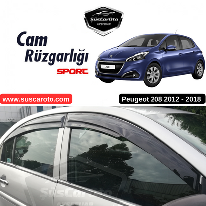 Peugeot 208 2012-2018 Uyumlu Mugen Cam Rüzgarlığı Seti Piano Black 4'lü İthal image 0