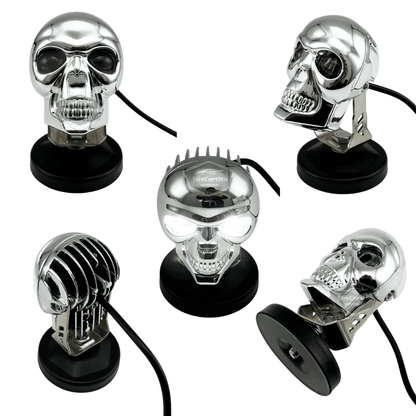 Universal Kurukafa Sis Farı Çakarlı Çift Renk Sarı-Beyaz 9-60V Kafatası Araç Motosiklet Off Road Led Lamba Delici Yayıcı Projektör 50W Metal Arazi Çalışma Lambası 1 Adet Krom image 3